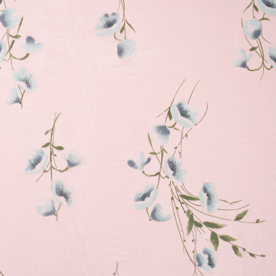 Grey Floral Flocked Appliqué Baby Pink Georgette