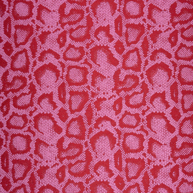 Red & Pink Snake Print Brocade
