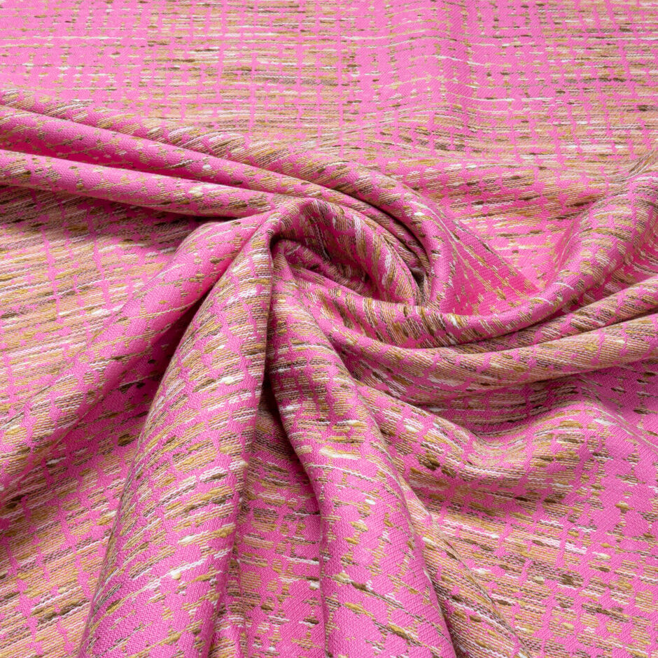 Candy Pink & Oatmeal Abstract Brocade