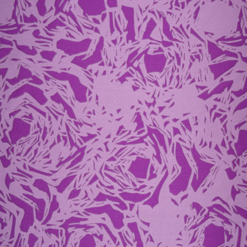 Purple Two-Tone Floral Abstract Silk Blend Mikado