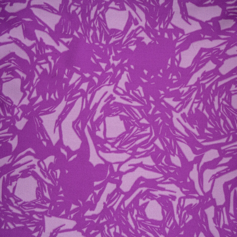 Purple Two-Tone Floral Abstract Silk Blend Mikado
