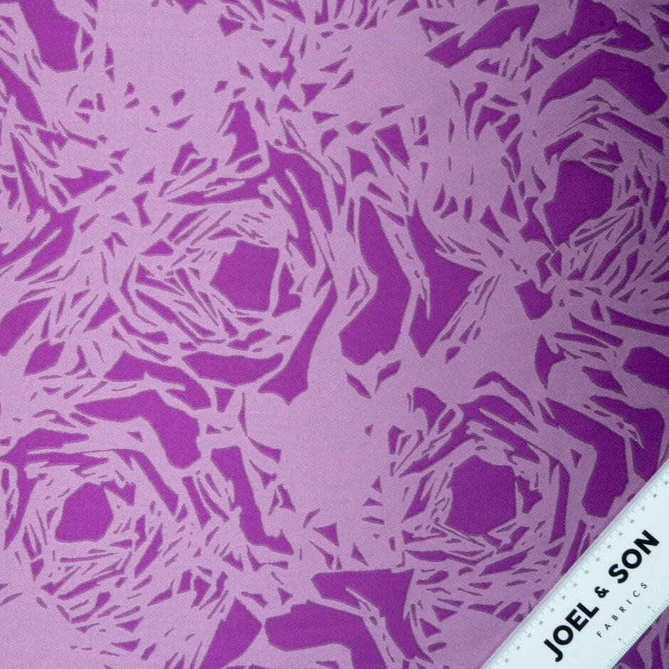 Purple Two-Tone Floral Abstract Silk Blend Mikado