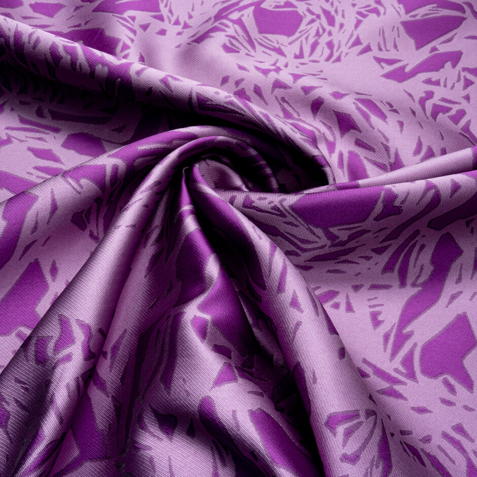 Purple Two-Tone Floral Abstract Silk Blend Mikado