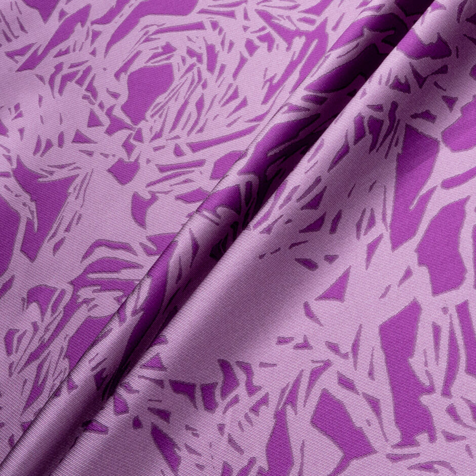 Purple Two-Tone Floral Abstract Silk Blend Mikado