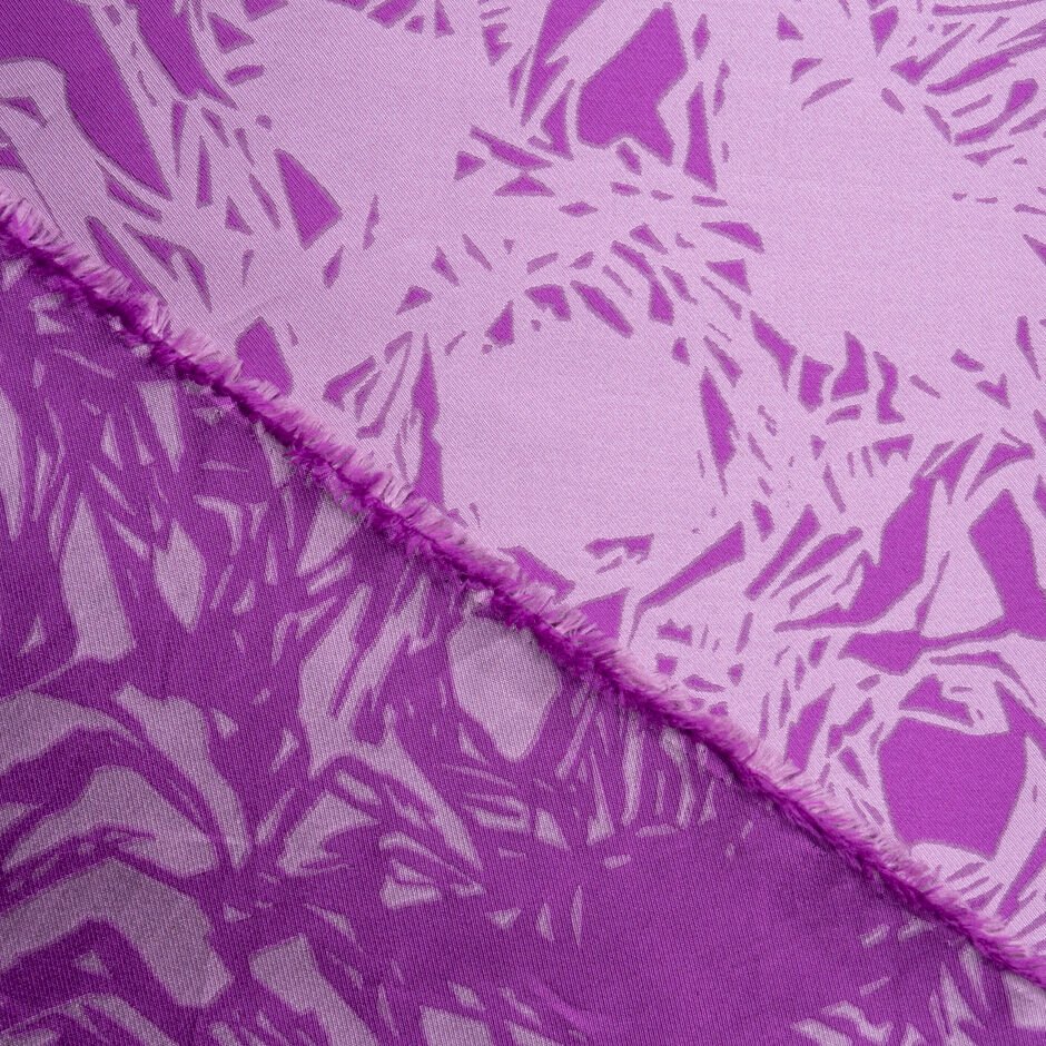 Purple Two-Tone Floral Abstract Silk Blend Mikado