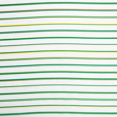 Emerald Green & Yellow Striped White Organza
