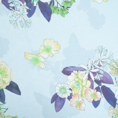 Floral Printed Soft Sky Blue Silk Georgette