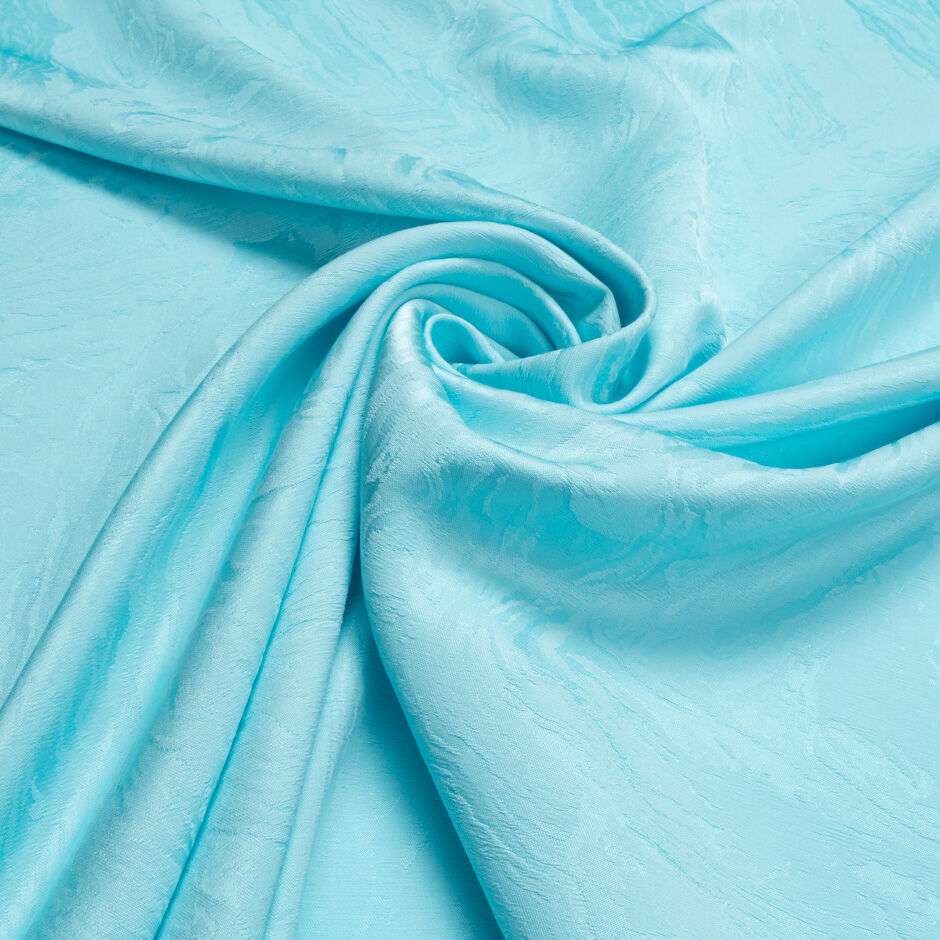 Soft Turquoise Abstract Jacquard Microfibre Crêpe