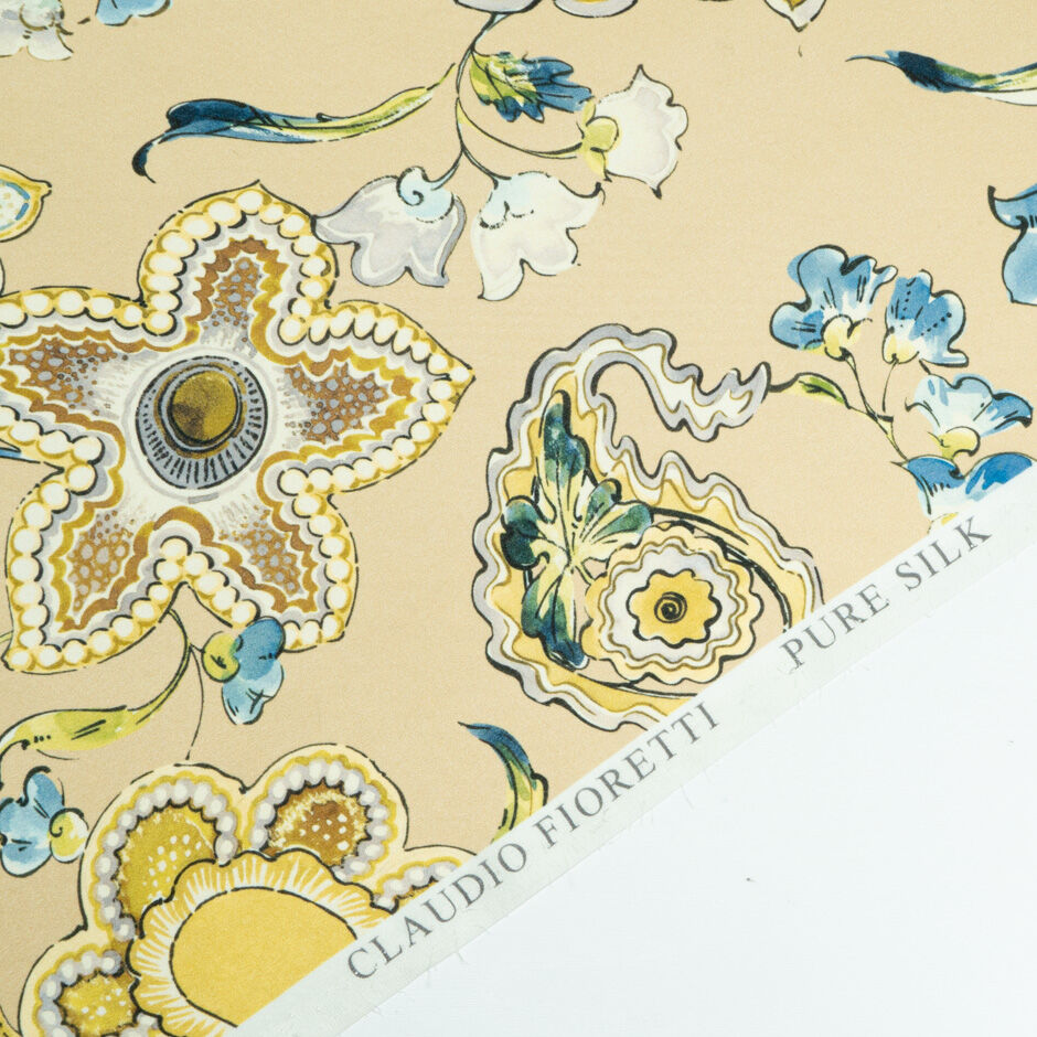 Multi Floral Printed Soft Beige Silk Georgette