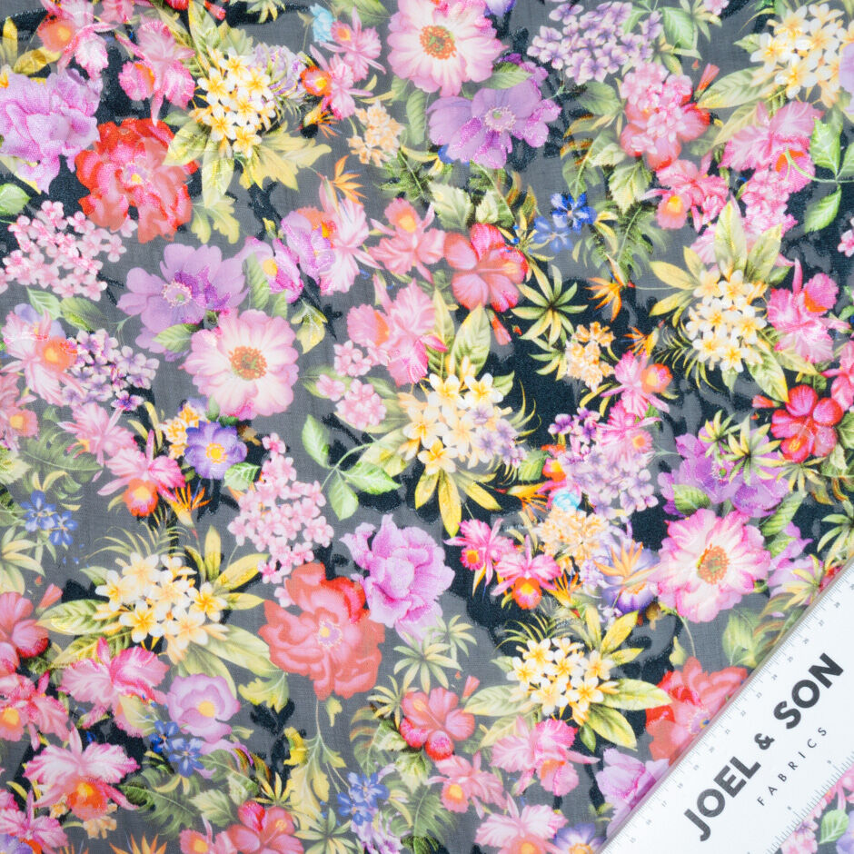 Multi Floral Silk Blend Fil Coupé (A 2.60m Piece)