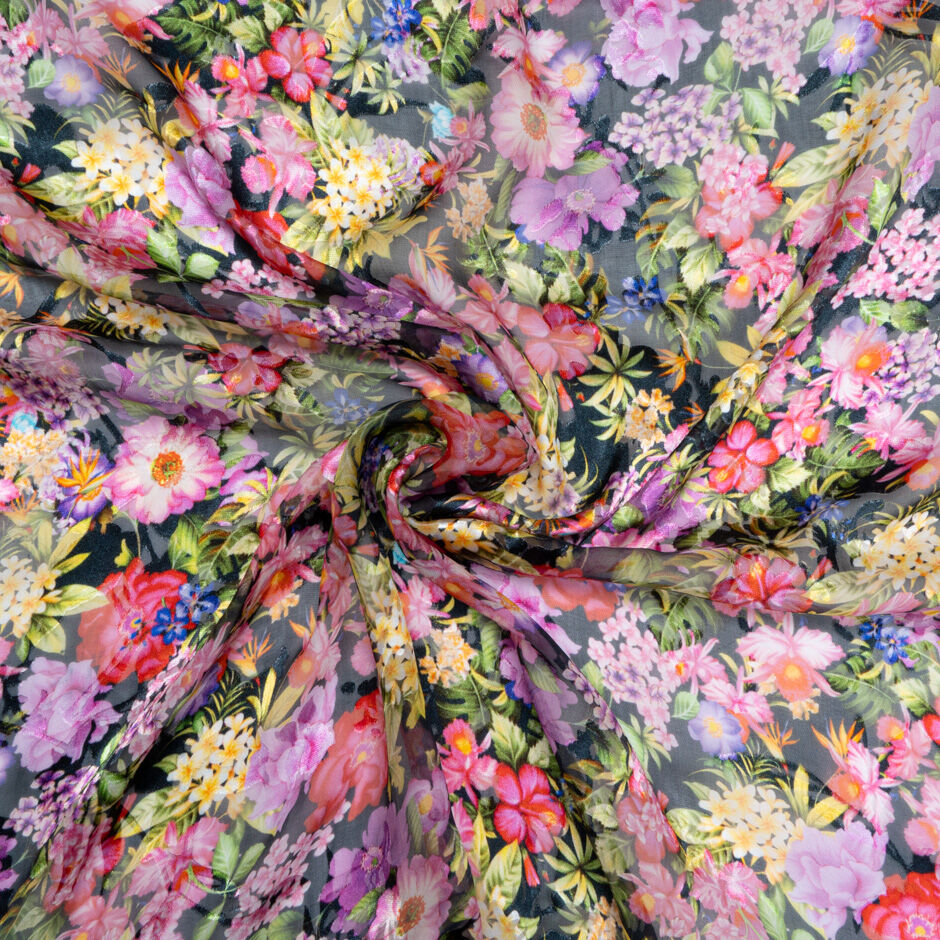 Multi Floral Silk Blend Fil Coupé (A 2.60m Piece)
