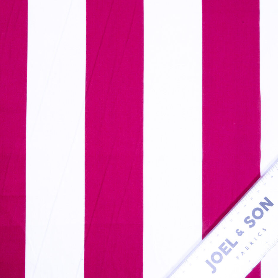 Fuchsia & White Wide Striped Cotton Blend