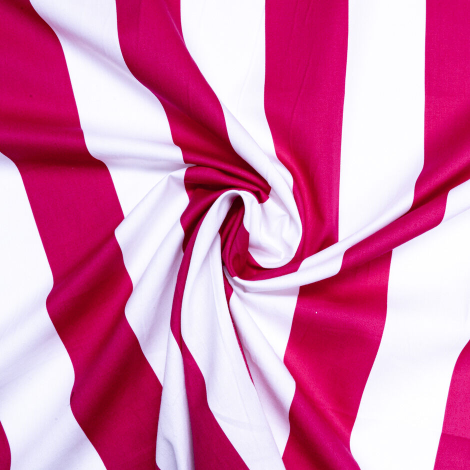 Fuchsia & White Wide Striped Cotton Blend