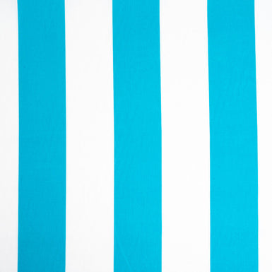 Turquoise & White Wide Striped Cotton