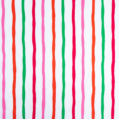Multi-Coloured Striped Cotton Piqué