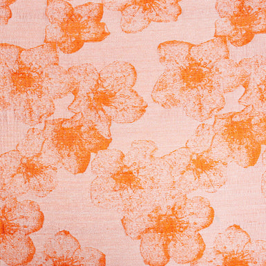 Two-Tone Orange Floral Silk Blend Brocade