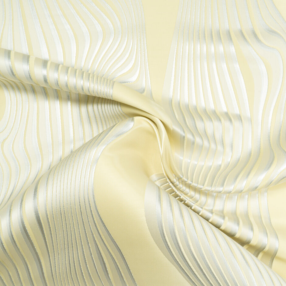 Pale Yellow & Silver Metallic Mixed Fibre Brocade