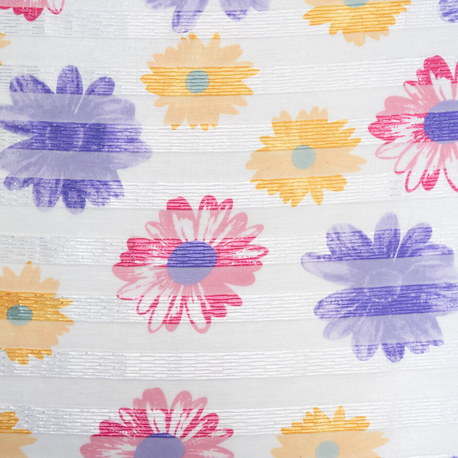 Lavender, Yellow & Pink Floral Sheer Organza