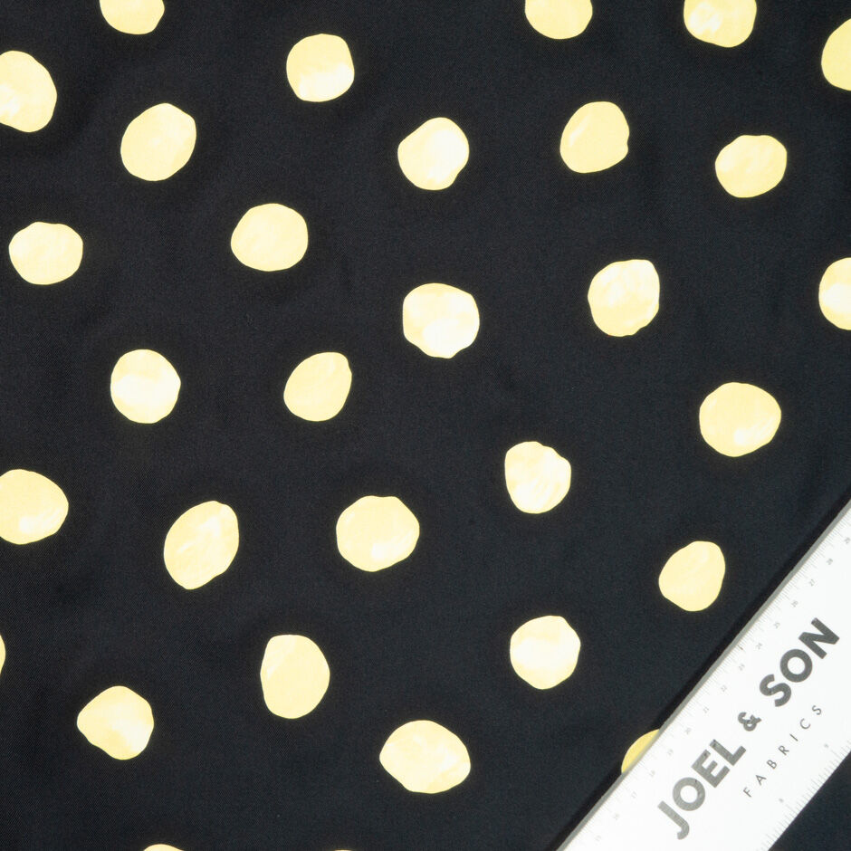 Yellow Vision Print Spotted Midnight Blue Silk Twill