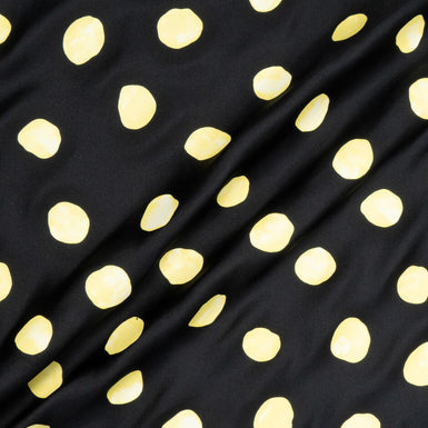 Yellow Vision Print Spotted Midnight Blue Silk Twill