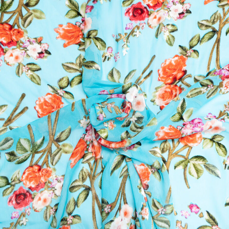 Devore Floral Pattern Rose Floral Vision Printed Fabric | Shop Devoré Velvet