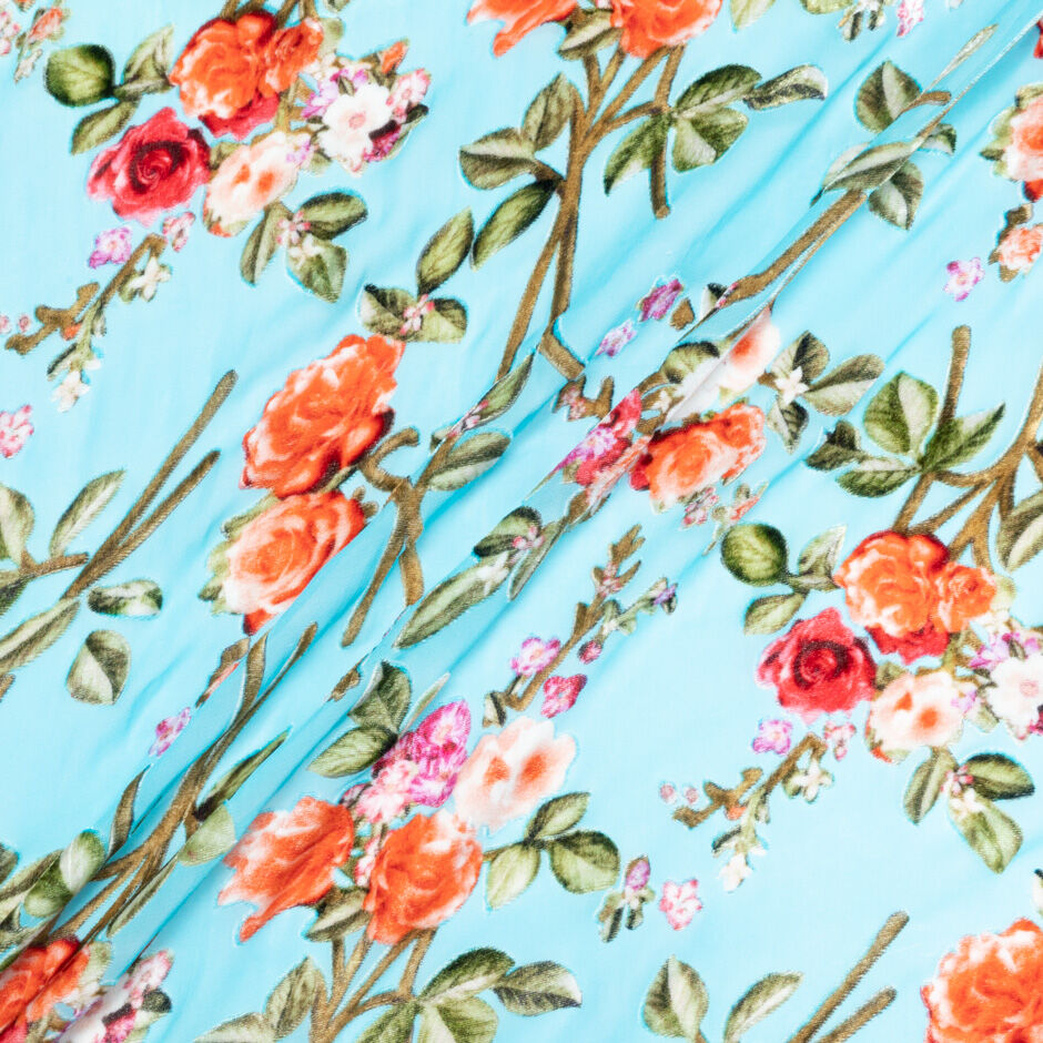 Devore Floral Pattern Rose Floral Vision Printed Fabric | Shop Devoré Velvet