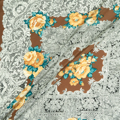 Floral & Lace Printed Silk Crêpe de Chine