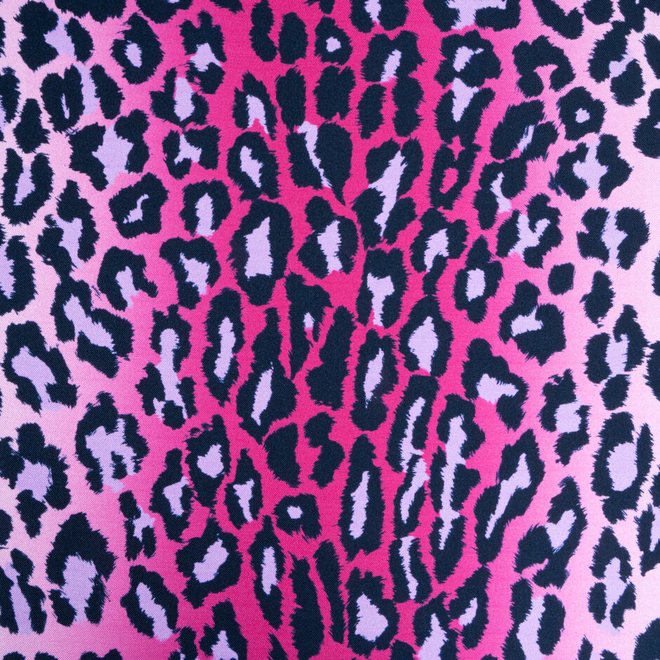 Multi Pink & Black Animal Printed Silk Twill (A 2.60m Piece)