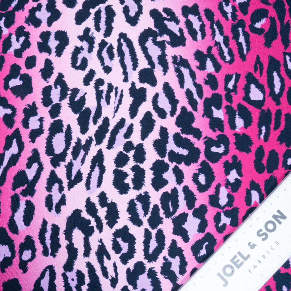 Multi Pink & Black Animal Printed Silk Twill (A 2.60m Piece)