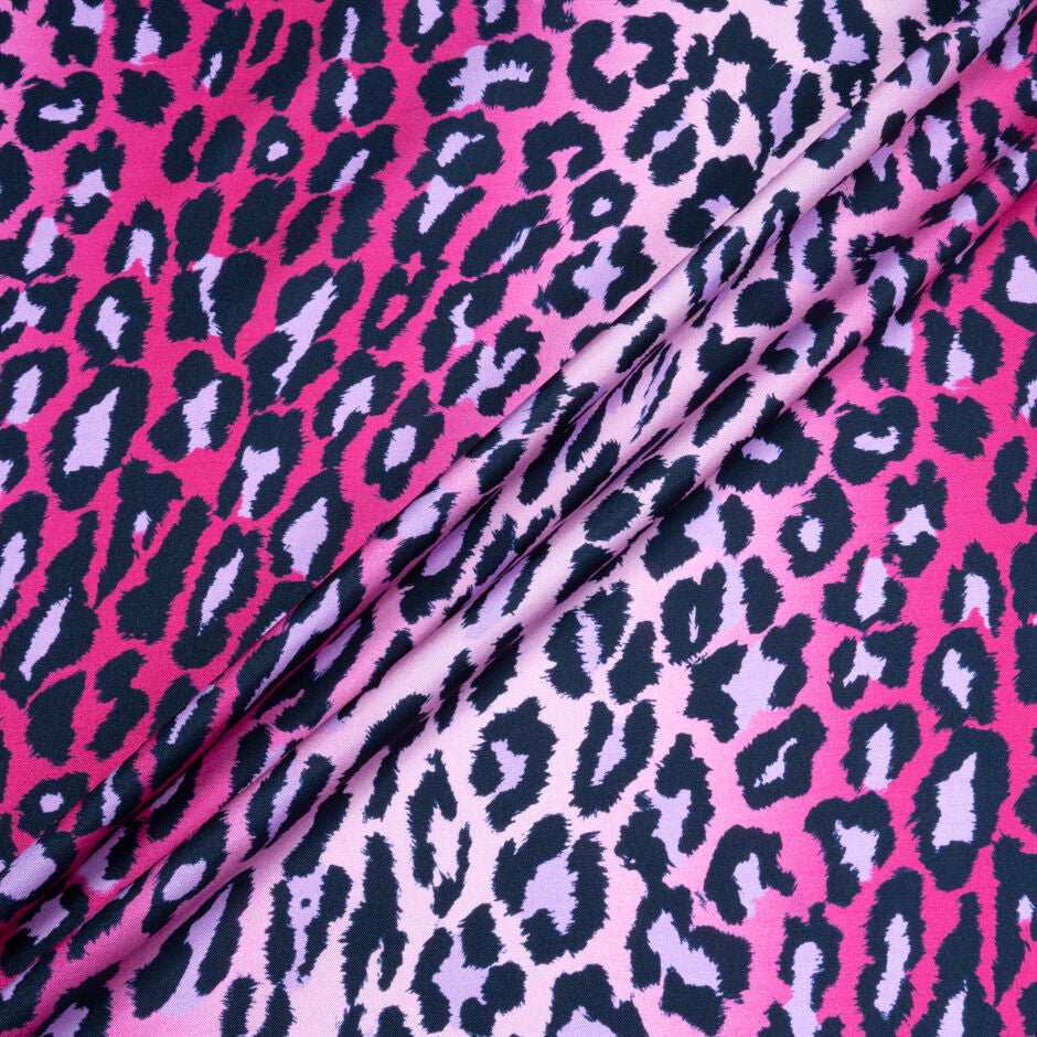 Multi Pink & Black Animal Printed Silk Twill (A 2.60m Piece)