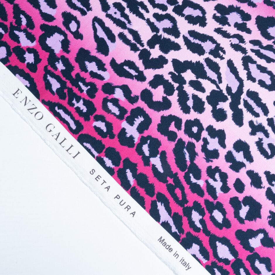 Multi Pink & Black Animal Printed Silk Twill (A 2.60m Piece)