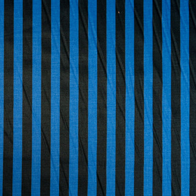 Black & Bright Blue Striped Pure Cotton