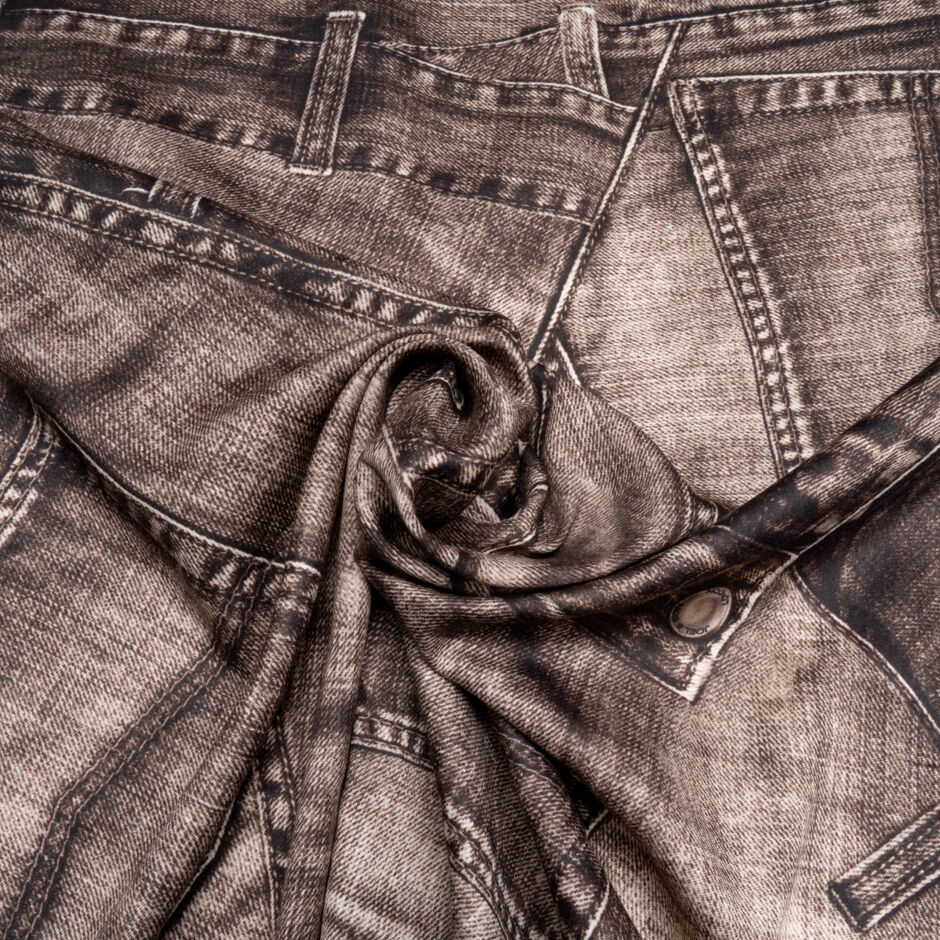 Brown Jeans Printed Pure Cotton
