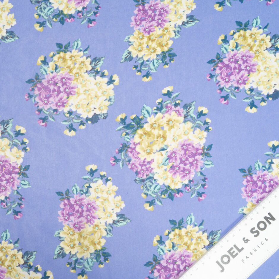 Yellow & Pink Floral Printed Lavender Silk Georgette (A 2m Piece)