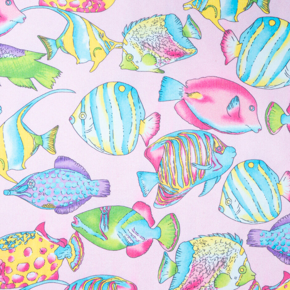 Multi Fish Printed Candy Pink Silk Georgette