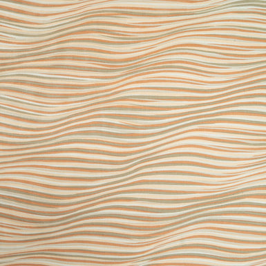 Beige, Brown & Khaki Wave Printed Silk Georgette