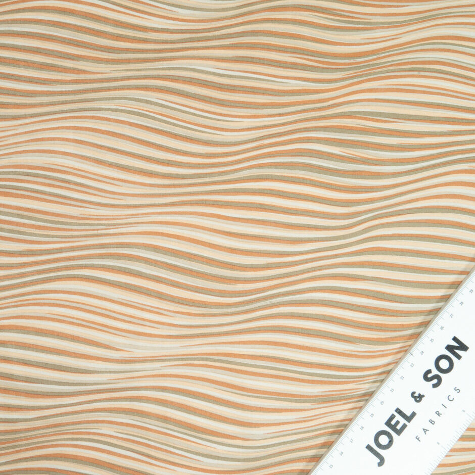 Beige, Brown & Khaki Wave Printed Silk Georgette