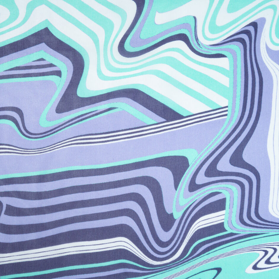 Turquoise & Purple Wavy Printed Silk Georgette (A 1.15m Piece)