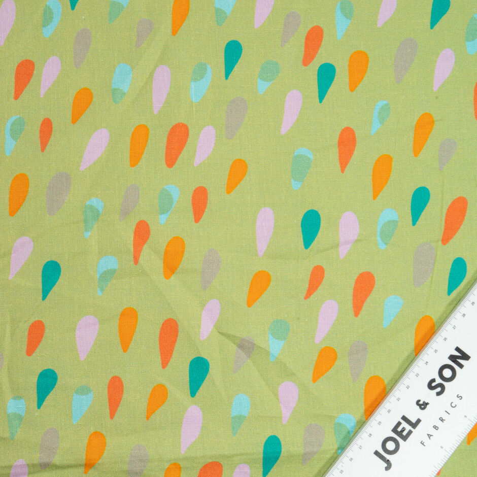 Multi 'Petal' Printed Sage Green Pure Linen