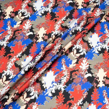 Red, Blue, Grey Multi Printed Pure Silk Twill