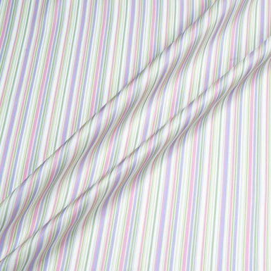 Pastel Coloured Striped Pure Silk Twill