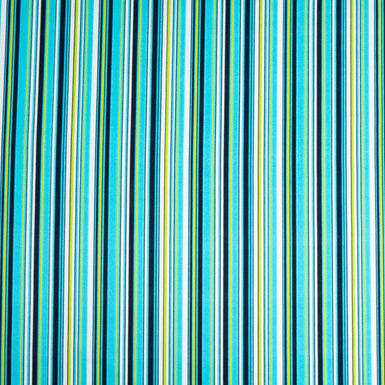 Turquoise, Green & Black Striped Pure Silk Twill (An 85cm Piece)