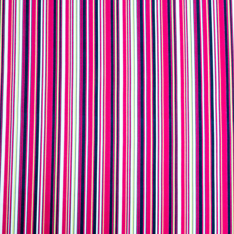Pink, Black & White Stripe Printed Silk Twill (A 3m Piece)