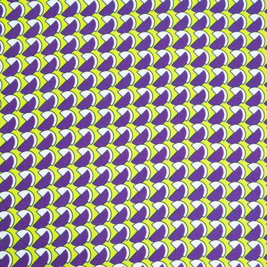 Lime Green & Purple Geometric Printed Silk Twill (A 3m Piece)