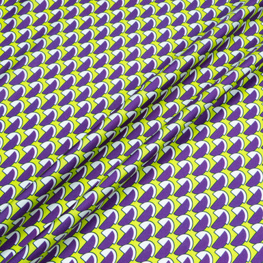 Lime Green & Purple Geometric Printed Silk Twill (A 3m Piece)