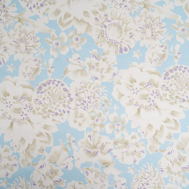 Floral Vision Printed Baby Blue Pure Silk Twill