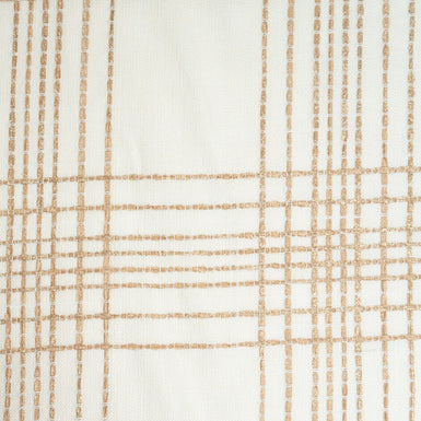 Gold Lurex Ribbon Checkered Ivory Woven Linen