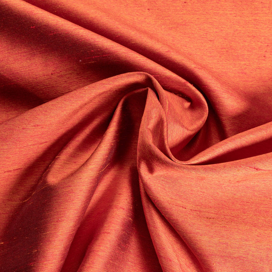 Lava Orange Pure Silk Shantung