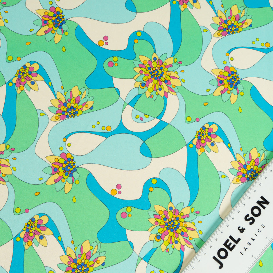 Mint Green, Blue & Cream Printed Jersey (A 1.60m Piece)