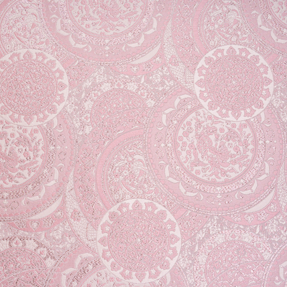 Two-Tone Pink Circle Jacquard Silk Blend Brocade